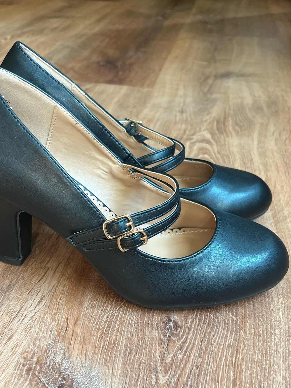 Y2K Black Double Strap Mary Jane Chunky Heels